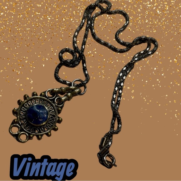 Vintage Lapis Lazuli Pendant Necklace - Picture 5 of 9